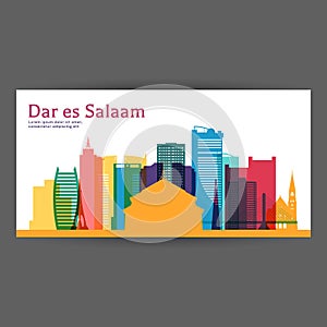Dar es Salaam colorful architecture vector illustration