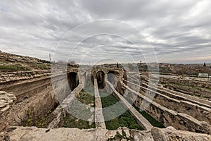 Dara Ancient City. Dara aqueducts, tare cisterns. Ancient Water Channels in the Ancient City of Dara in Mardin, Turkey