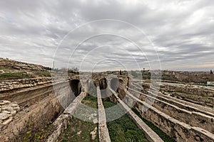 Dara Ancient City. Dara aqueducts, tare cisterns. Ancient Water Channels in the Ancient City of Dara in Mardin, Turkey