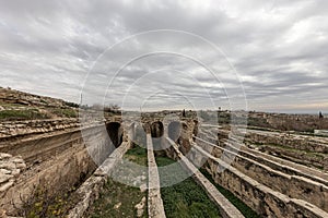 Dara Ancient City. Dara aqueducts, tare cisterns. Ancient Water Channels in the Ancient City of Dara in Mardin, Turkey