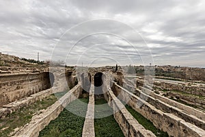 Dara Ancient City. Dara aqueducts, tare cisterns. Ancient Water Channels in the Ancient City of Dara in Mardin, Turkey