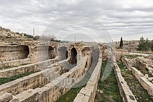 Dara Ancient City. Dara aqueducts, tare cisterns. Ancient Water Channels in the Ancient City of Dara in Mardin, Turkey