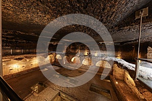 Dara ruins is an ancient city consisting of many interconnected caves in rocks. Dara Ancient City. Mesopotamia. Mardin, Turkey.