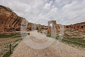 Dara ruins is an ancient city consisting of many interconnected caves in rocks. Dara Ancient City. Mesopotamia. Mardin, Turkey.