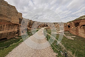 Dara ruins is an ancient city consisting of many interconnected caves in rocks. Dara Ancient City. Mesopotamia. Mardin, Turkey.