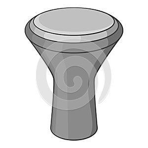 Darbuka instrument icon, gray monochrome style