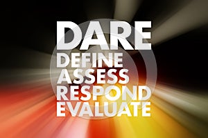 DARE - Define Assess Respond Evaluate acronym, business concept background