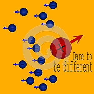 Dare to be different concept with positive ion