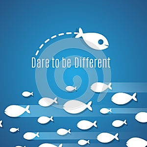 Dare to be different success solution vector concept with small fishes group
