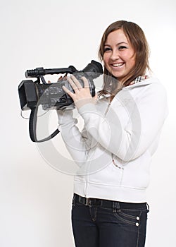 The dared girl with a videocamera