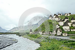 Dargavs, North Ossetia-Alania, Russia. City of the dead, necropolis in the mountains of North Caucasus. Unesco world heritage photo