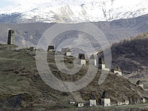 Dargavs, North Ossetia, Russia. The city of the dead is an ancient necropolis