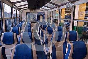 DARJEELING, INDIAN -June 22, Inside the toy train have a chair car sitting arrangement in the toy train himalayan queen of