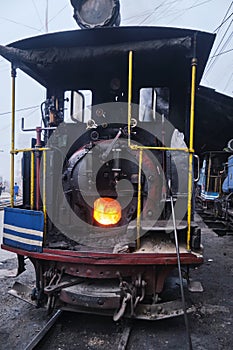 DARJEELING, INDIAN -June 22, The toy train of Darjeeling Himalayan Railway runs on the track in Darjeeling, India. Darjeeling