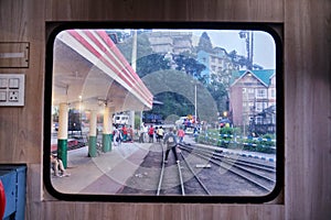 Darjeeling, West Bengal, India - 22 June 2022, Darjeeling Himalayan Railway at Station, Darjeeling Himalayan railway is a UNESCO