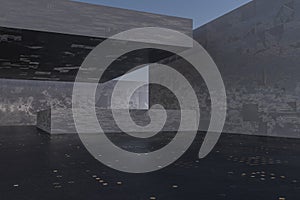 The dark abandoned room, creative architectural construction, 3d rendering