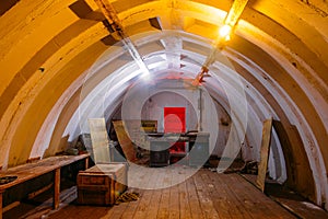 Dark abandoned Soviet bunker, echo of Cold War