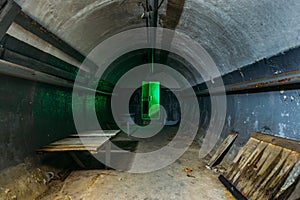 Dark abandoned Soviet bunker, echo of Cold War