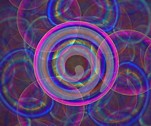 Dark abstract background with circles of different colors