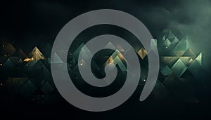 Dark abstract background with glowing triangles