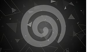 Dark geometric abstract background with modern triangle pattern and soft light texture in minimalist black