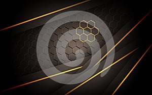 dark abstract brown light background gradient shapes with hexagon mesh pattern