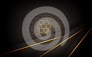 dark abstract brown light background gradient shapes with hexagon mesh pattern decoration