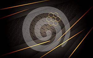 dark abstract brown light background gradient shapes with hexagon mesh pattern decoration