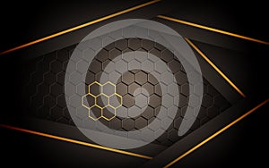 dark abstract brown light background gradient shapes with hexagon mesh pattern decoration