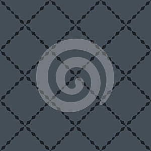 Dark abstract geometric grid seamless pattern. Black and gray vector background