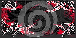 Dark Abstract Graffiti Style A4 Poster Vector Illustration Background Template