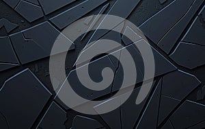 Dark abstract texture of broken pieces creating a geometric pattern on a rough surface