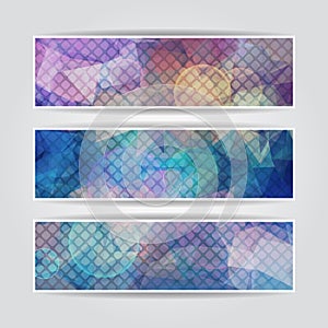 Dark abstract triangular blurred banners set with