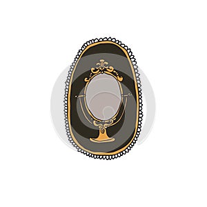 Dark Academia concept. Antique mirror