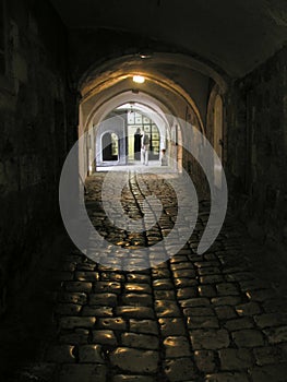 Dark alley in Armenien monastery