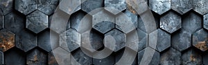 Dark Anthracite Geometric Mosaic Cement Tile Wall Texture Background