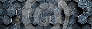 Dark Anthracite Geometric Mosaic Cement Tile Wall Texture Background photo