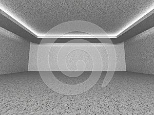 Dark architecture urban background. Concrete empty room with ceiling lights