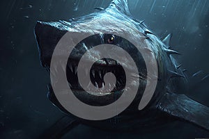 Dark armoured Shark , fantasy illustration