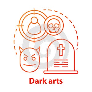 Dark arts concept icon. Occultism and witchcraft idea thin line illustration. Black magic, necromancy, diabolic curse