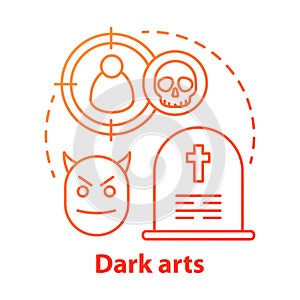 Dark arts concept icon. Occultism and witchcraft idea thin line illustration. Black magic, necromancy, diabolic curse photo