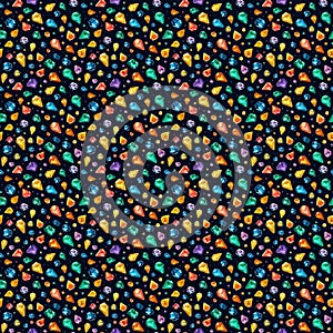 Dark Background Colorful Raw Gemstone Dotted Pattern