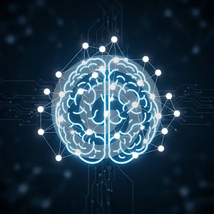 Dark background features subtle circuit like patterns enhancing the