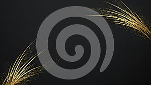 Dark background with golden abstract light streaks and sparkles