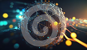 Background - Futuristic Blockchain Pattern on Dark Background - ai generated