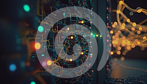 Background - Futuristic Blockchain Pattern on Dark Background - ai generated