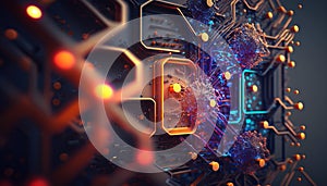 Background - Futuristic Blockchain Pattern on Dark Background - ai generated