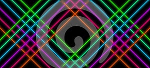 Neon background, cage of light rays