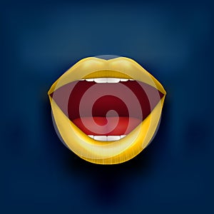 Dark Background of Womans mouth with open lips.