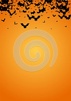 Dark Bat Abstract Vector Orange Background. Bats